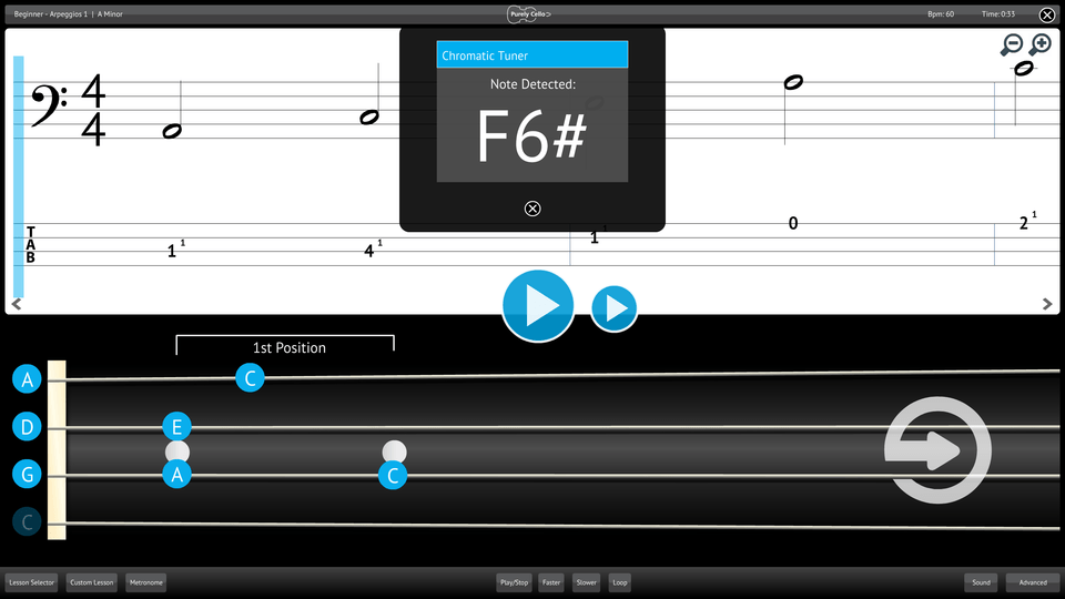 Purely Cello Screenshot Chromatic Tuner