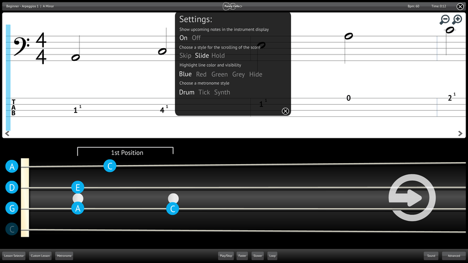 Purely Cello Screenshot Settings