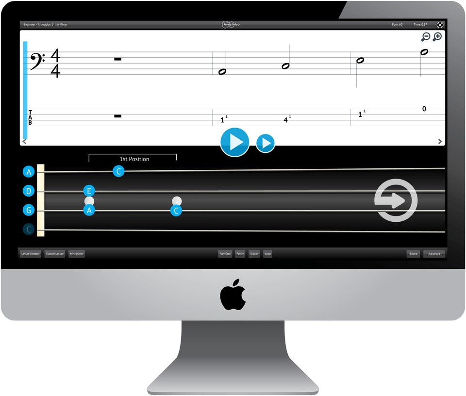 Purely Cello Software Application Screenshot